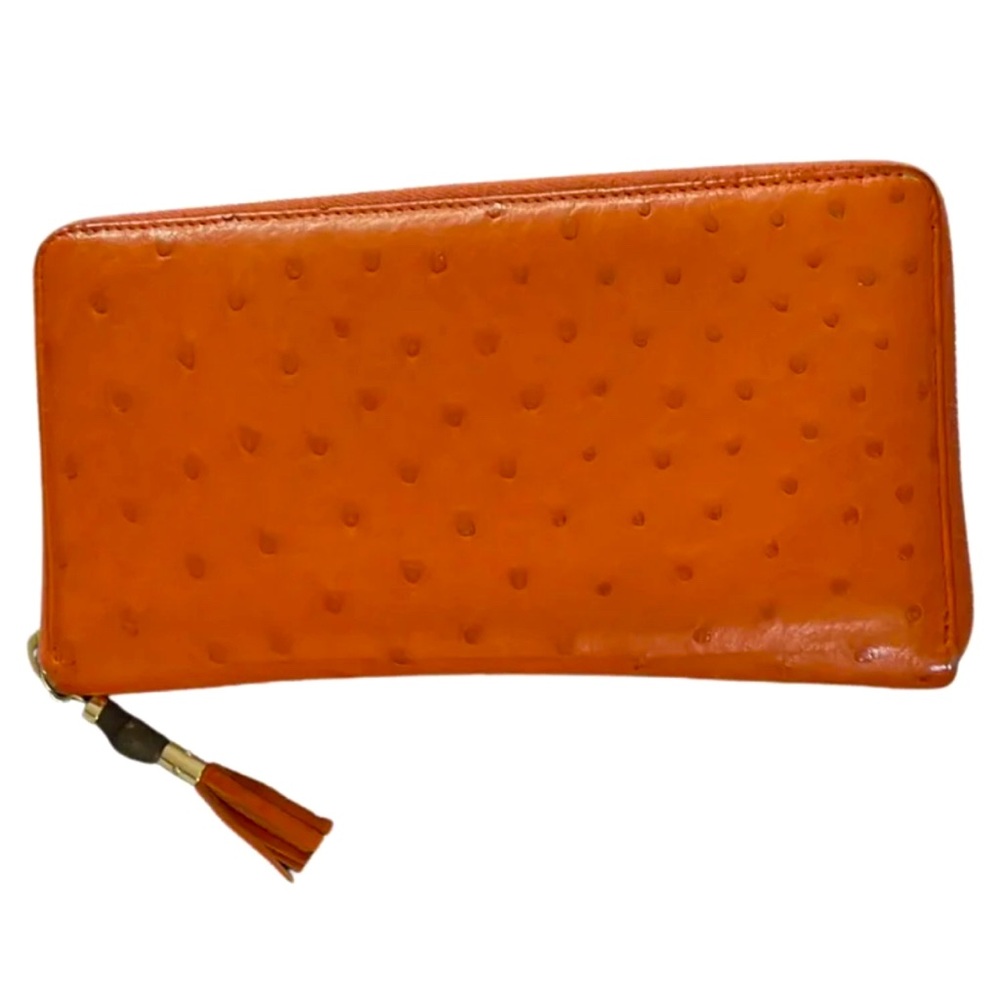 Gucci Continental Wallet in Orange Ostrich Leather